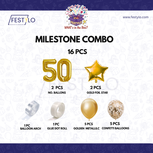 Golden 50th Birthday Decoration Set (16 pcs)