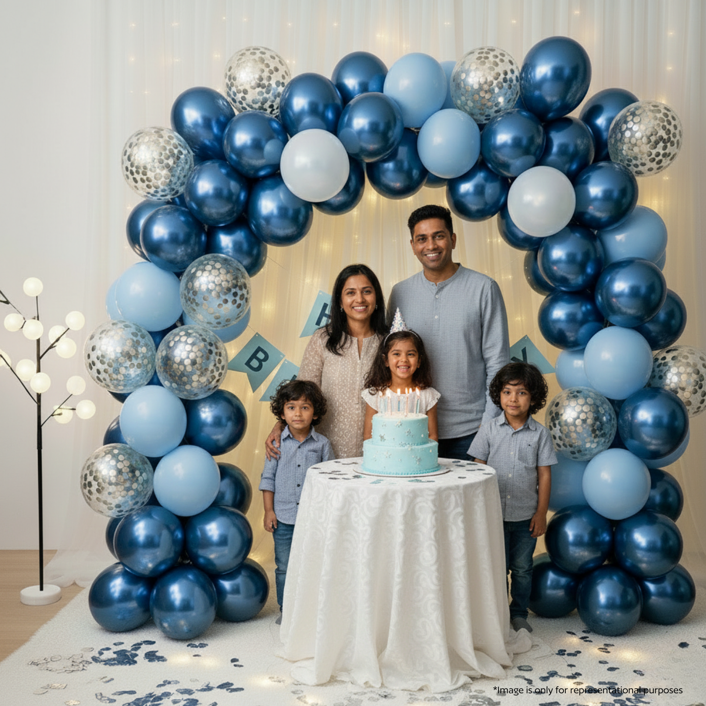 Blue & Silver Theme Birthday Combo (50 pcs)