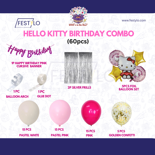 Hello Kitty Birthday Combo (60 pcs) Silver Frills