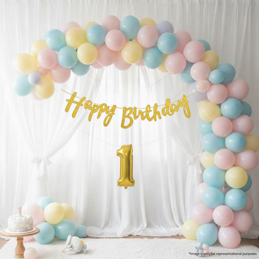 Rainbow First Birthday Decoration Kit (56 pcs)