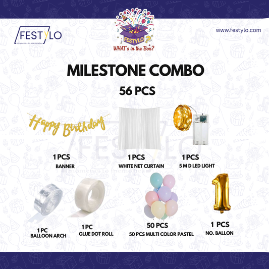 Rainbow First Birthday Decoration Kit (56 pcs)