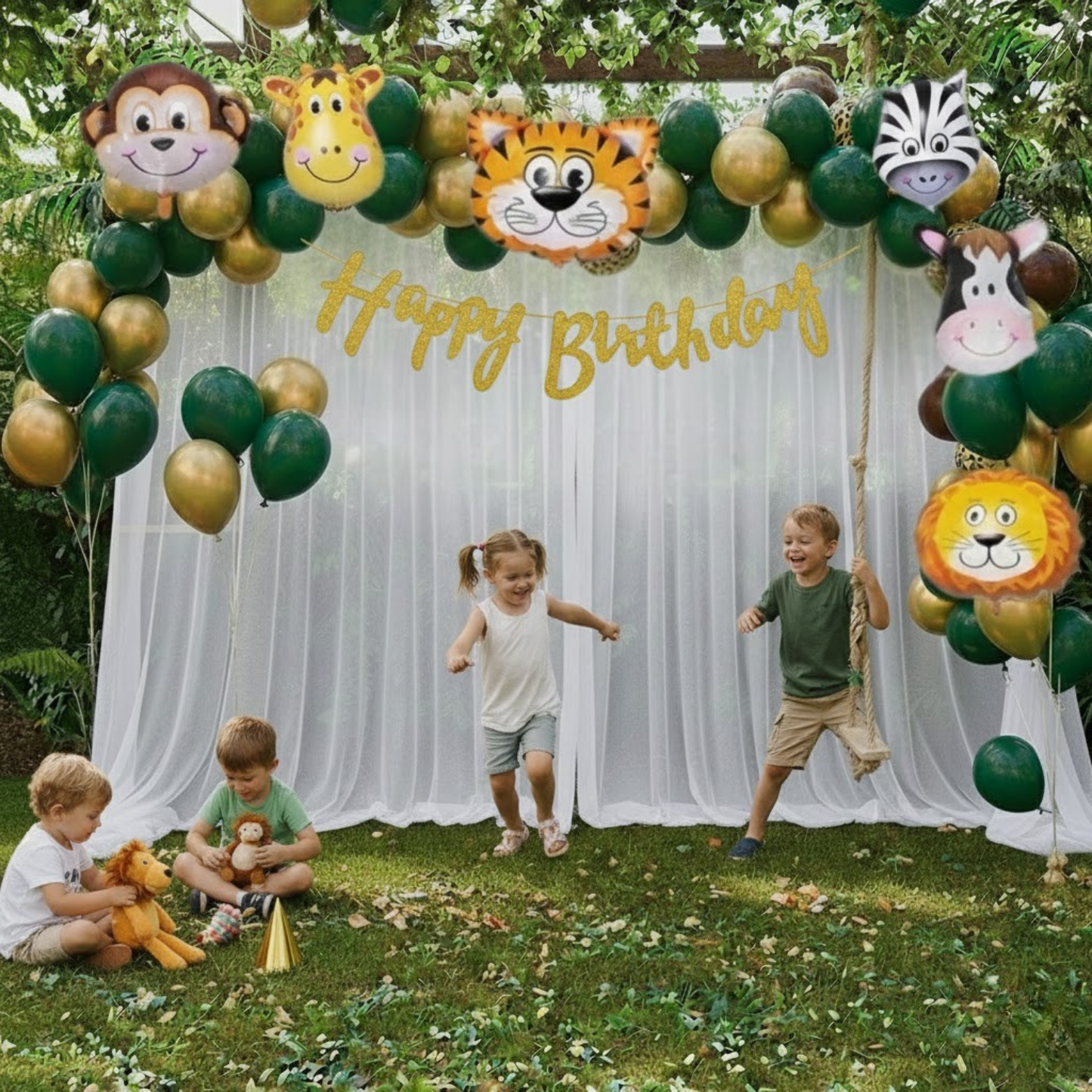 Jungle Theme Birthday Combo (60 Pcs)