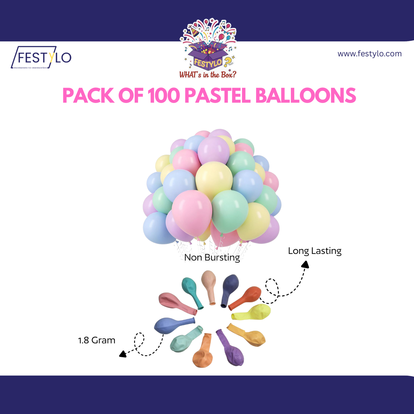 Pastel Balloon Pack of 100pcs (mix)