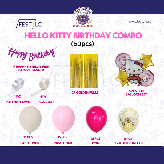 Hello Kitty Birthday Combo (60 pcs) Golden Frills