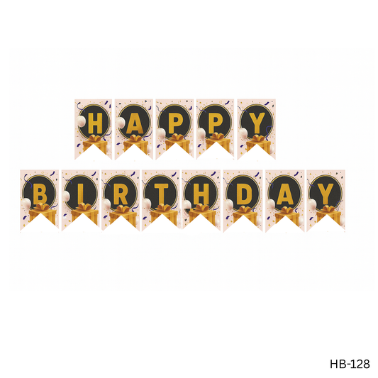 Elegant Black Happy Birthday Banner