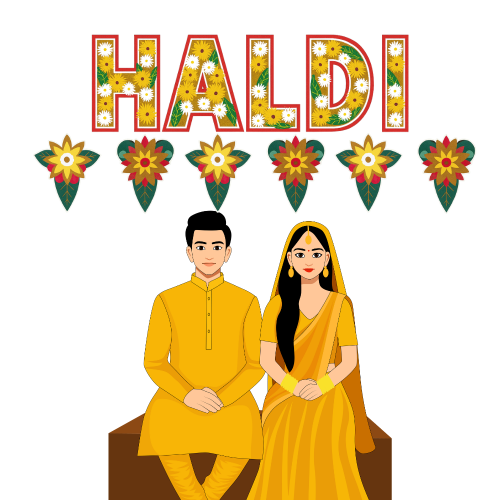 Haldi Ceremony Floral Banner Set