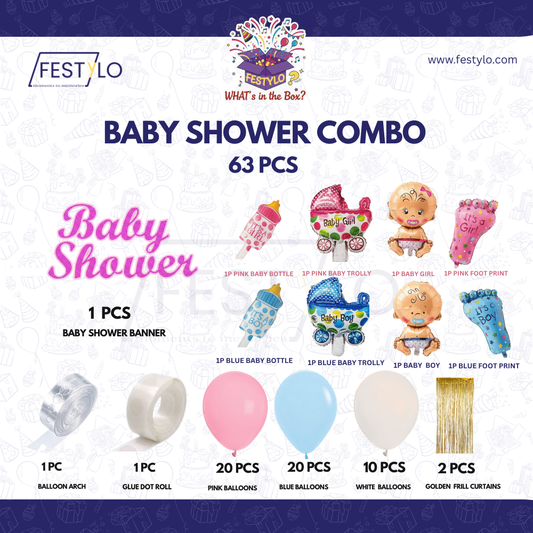 Baby Shower Balloon Decoration Kit (63 pcs)