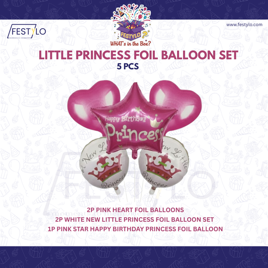 Princess Star Birthday 5 pcs Foil Balloons