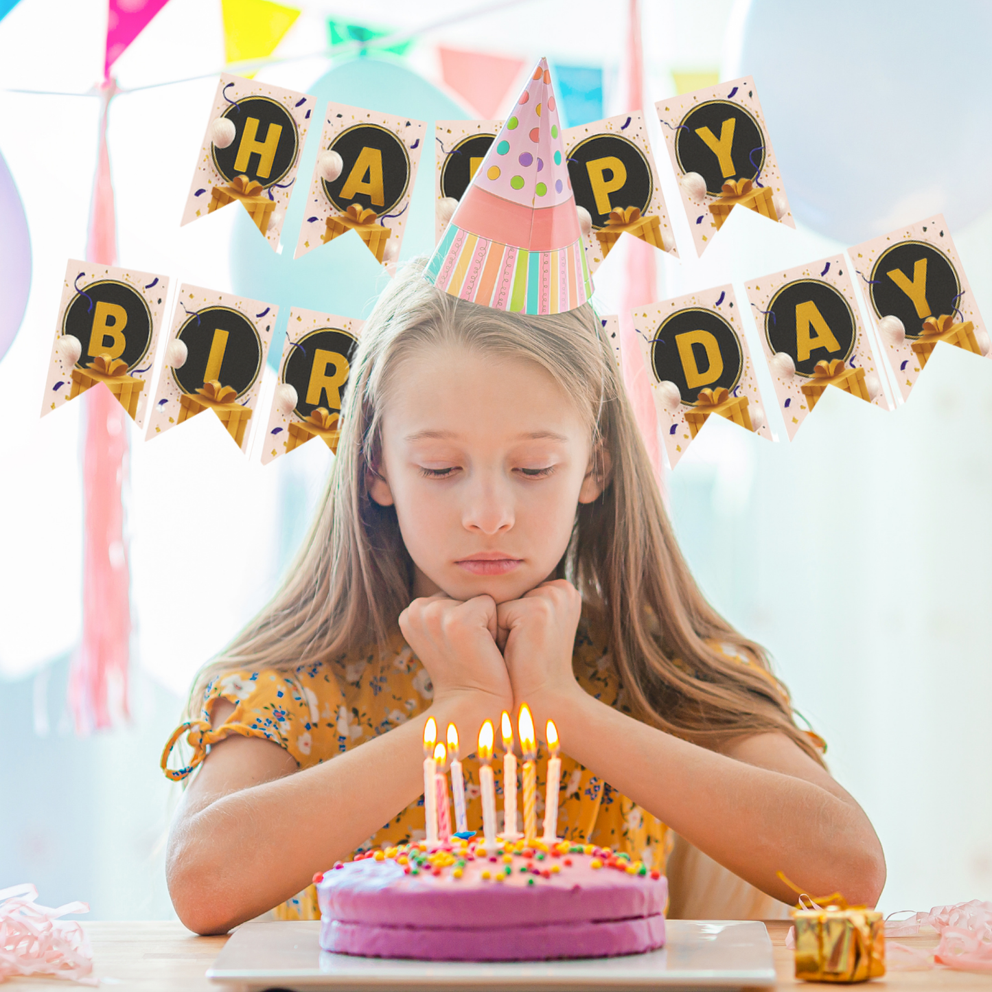 Elegant Black Happy Birthday Banner
