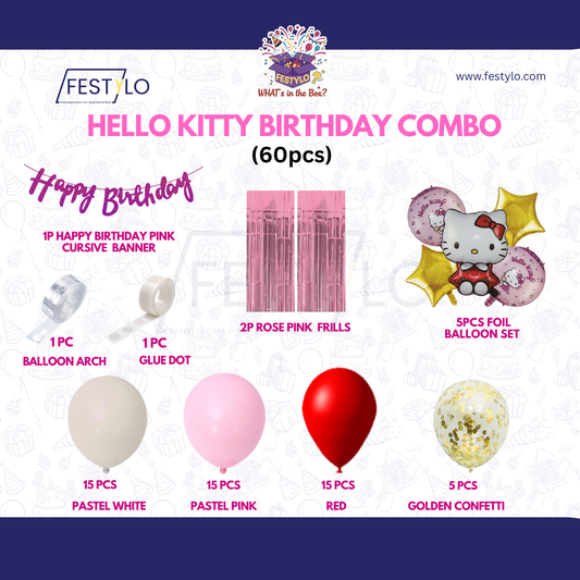Hello Kitty Birthday Combo (60 pcs) Rose Pink Frills
