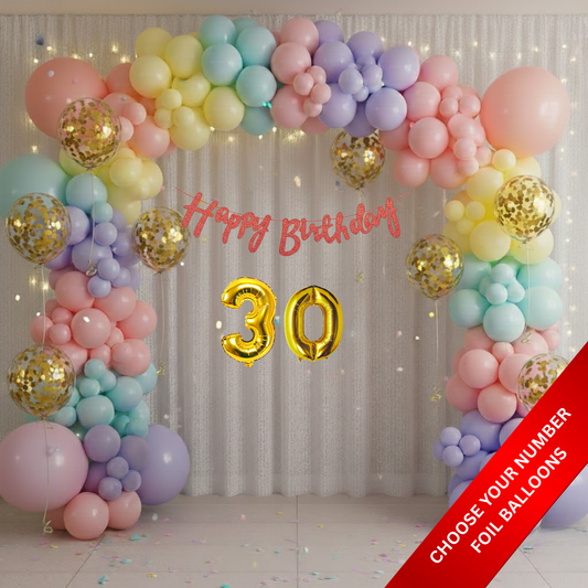 Pastel Theme Birthday Combo Kit with Red banner