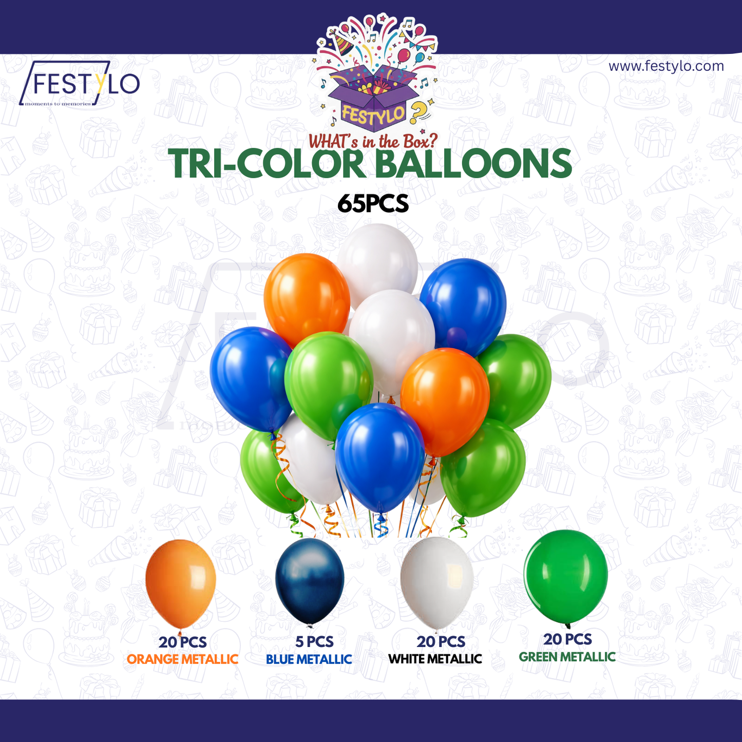 Tricolor Balloon Set (65 pcs)
