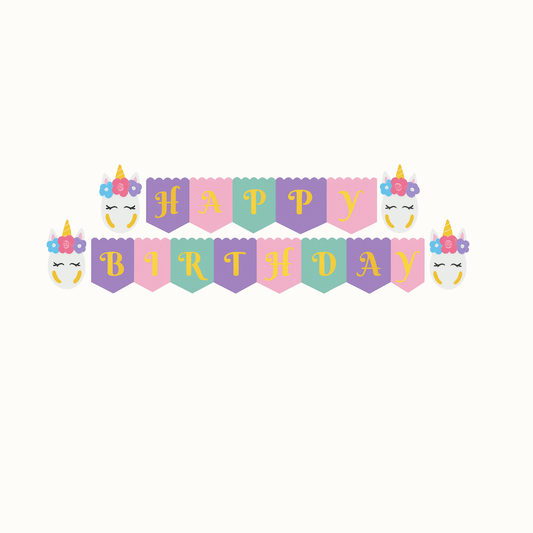Unicorn Happy Birthday Banner Decoration