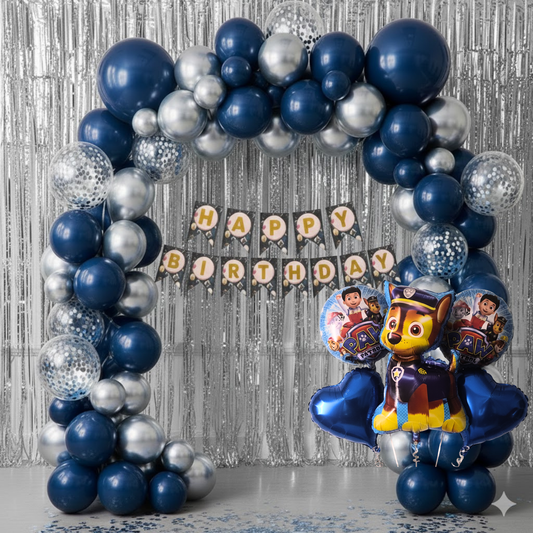 Paw Patrol Blue Silver Birthday Decoration Combo