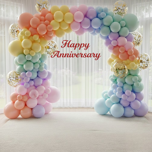 Pastel Theme Party Combo Decoration Kit (114 pcs) – Happy Anniversary