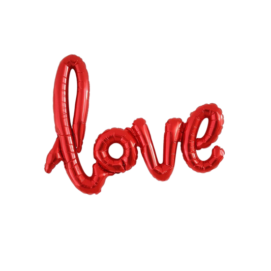 Red Love Cursive Foil Balloon Banner