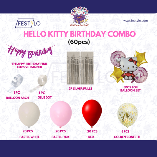 Hello Kitty Birthday Combo (60 pcs) Silver Frills