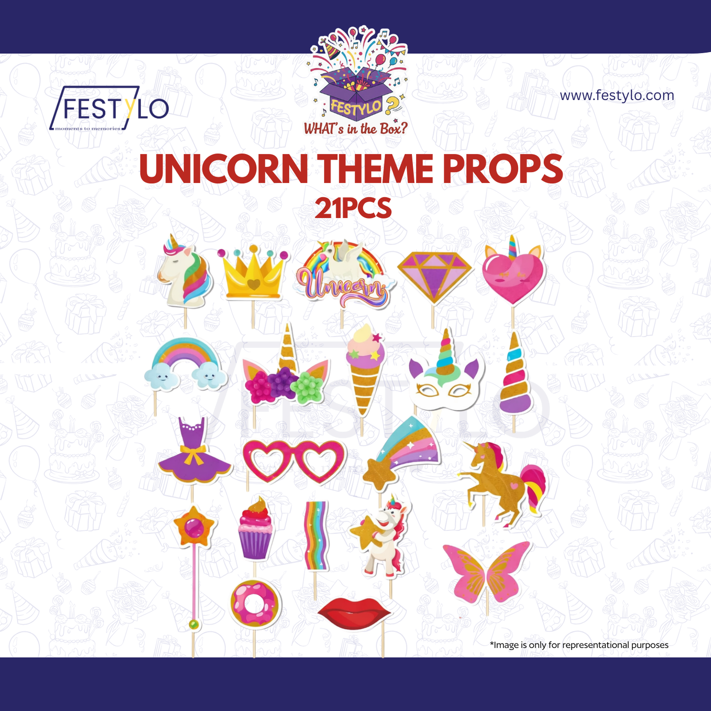 Unicorn Theme Photo Booth Props Kit