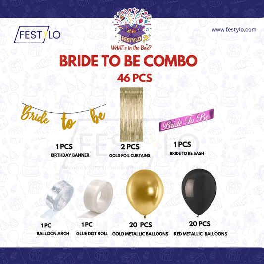 Black Gold Bride Celebration Decor (46 pcs)
