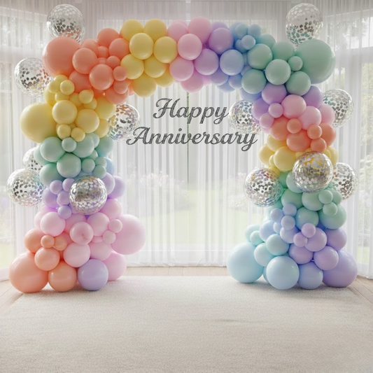 Pastel Theme Party Combo Decoration Kit (114 pcs) – Happy Anniversary