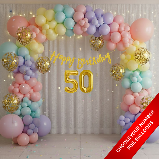 Pastel Theme Birthday Combo Kit with Golden banner