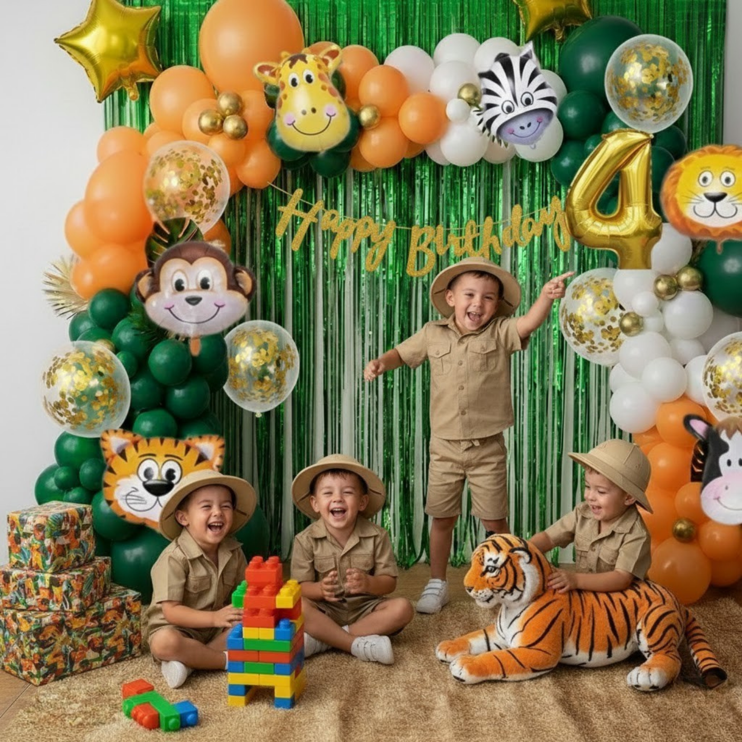 Jungle Birthday Decoration Combo (91 Pcs) Custom.