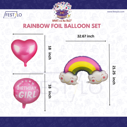 Rainbow Princess Birthday Foil Balloons