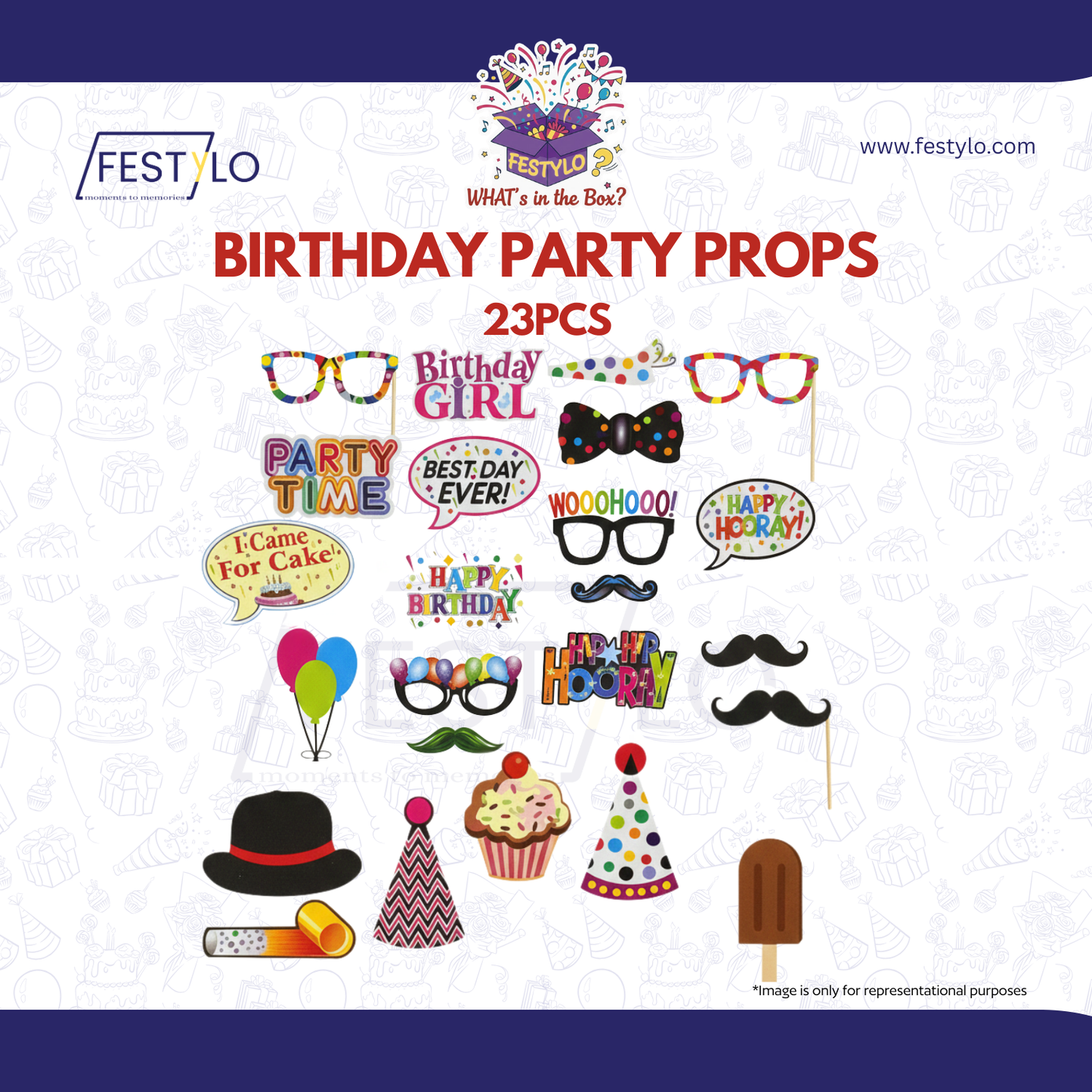 Birthday Party Photo Props Set (23 pcs)