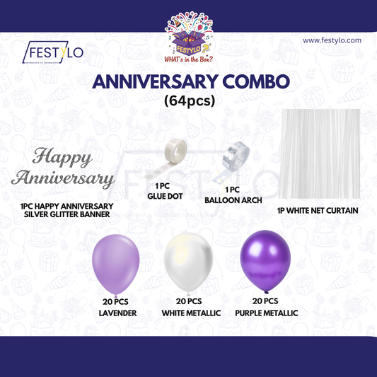 Lavender Purple Anniversary Decoration Kit (64 pcs)