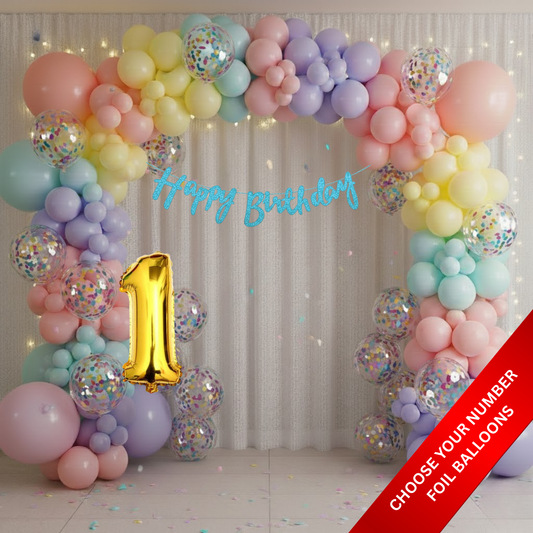 Pastel Theme Birthday Combo Kit with Blue banner
