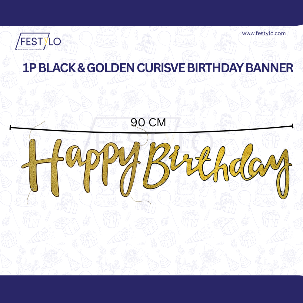Black Gold Birthday Banner Set