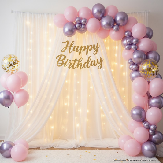 Pink Purple Birthday Decoration Combo – 67 Pcs