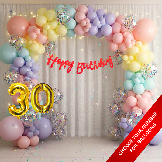 Pastel Theme Birthday Combo Kit with Red banner