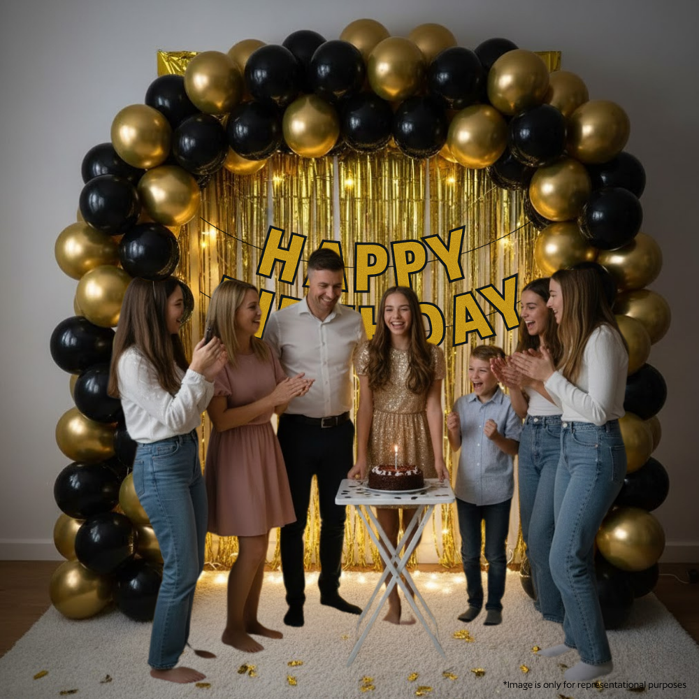 Black Gold Birthday Party Decor (36 pcs)