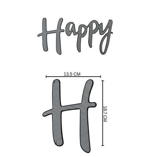 Black Silver Cursive Birthday Banner