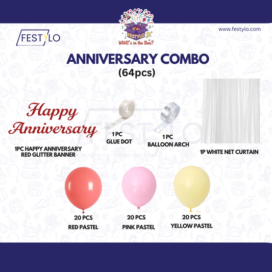 Colorful Anniversary Decoration Kit (64 pcs)