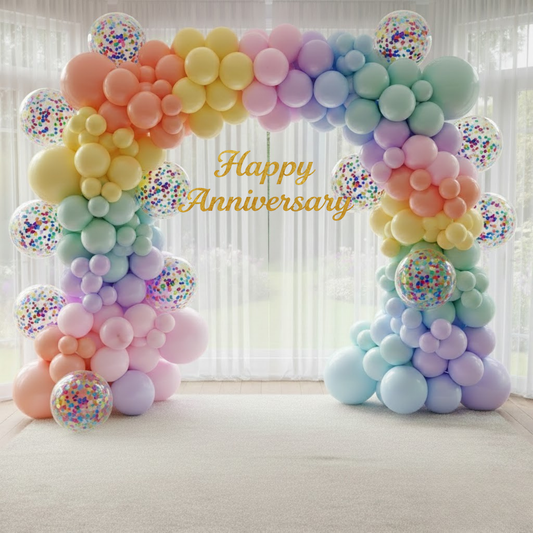 Pastel Theme Party Combo Decoration Kit (114 pcs) – Happy Anniversary
