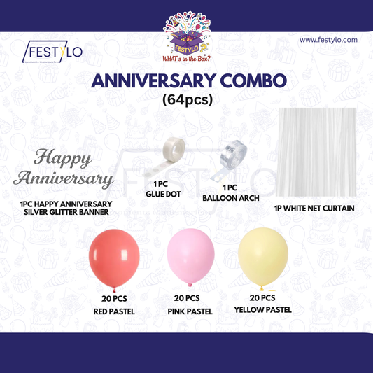Colorful Anniversary Decoration Kit (64 pcs)
