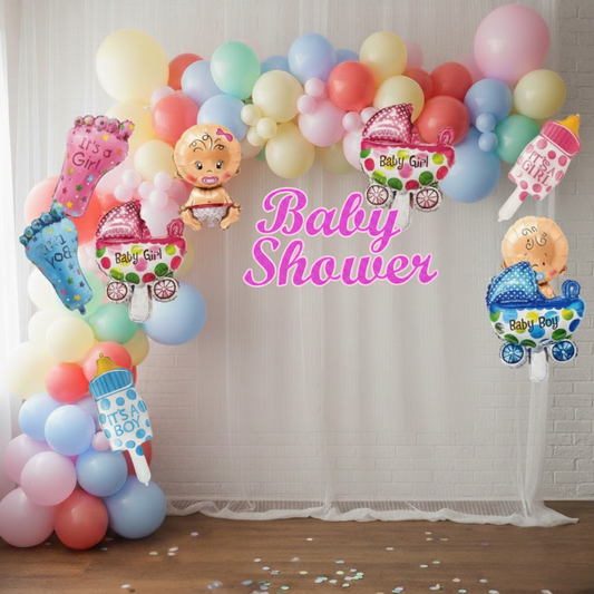 Baby Shower Pastel Theme Decoration Combo Kit (112 Pcs)