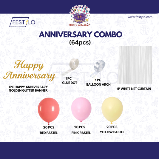 Colorful Anniversary Decoration Kit (64 pcs)