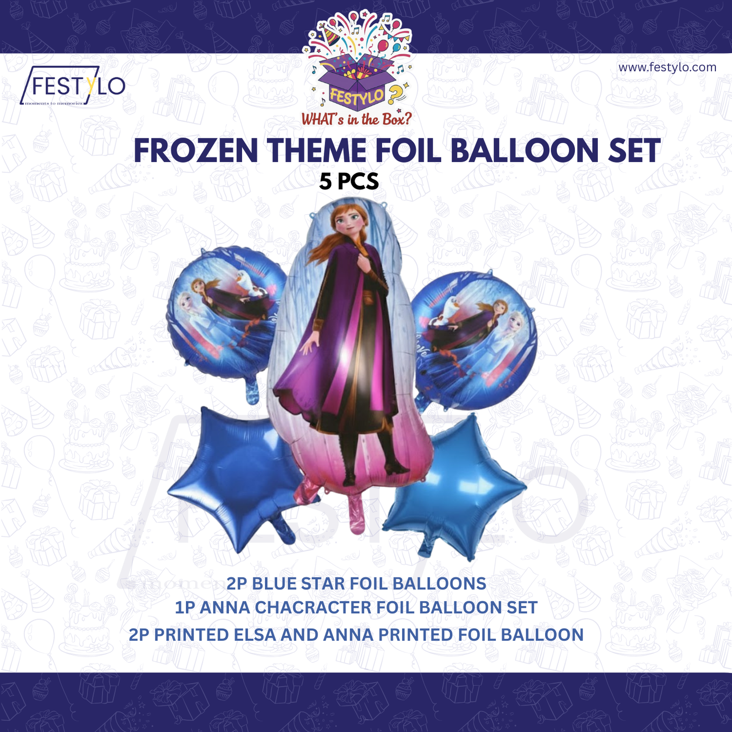 Frozen Theme Birthday 5pcs Foil Balloons