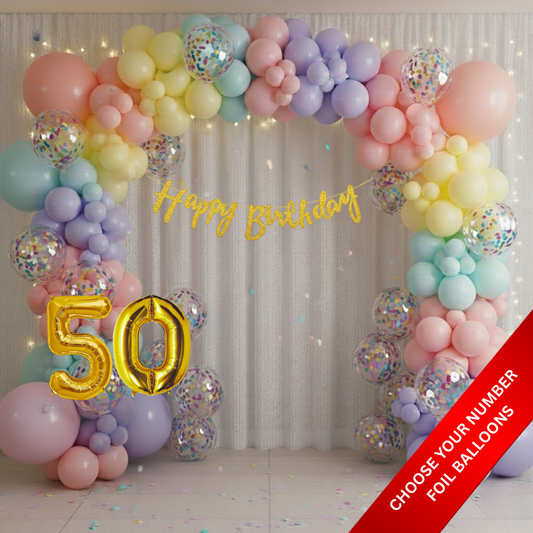 Pastel Theme Birthday Combo Kit with Golden banner