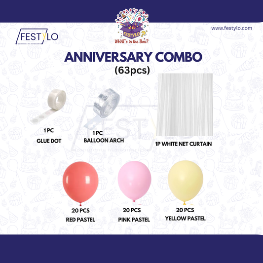 Premium Anniversary Balloon Wall Decoration Kit (63 pcs)