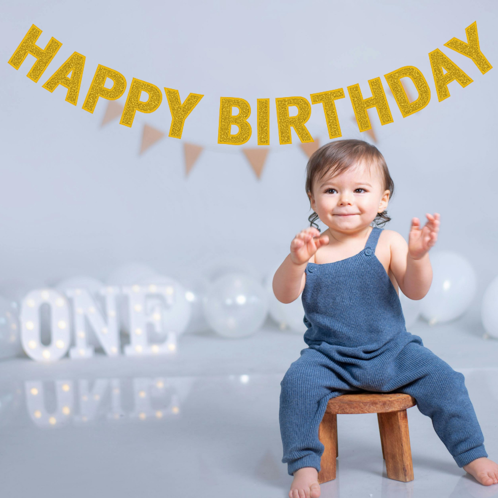 Golden Alphabet Birthday Banner