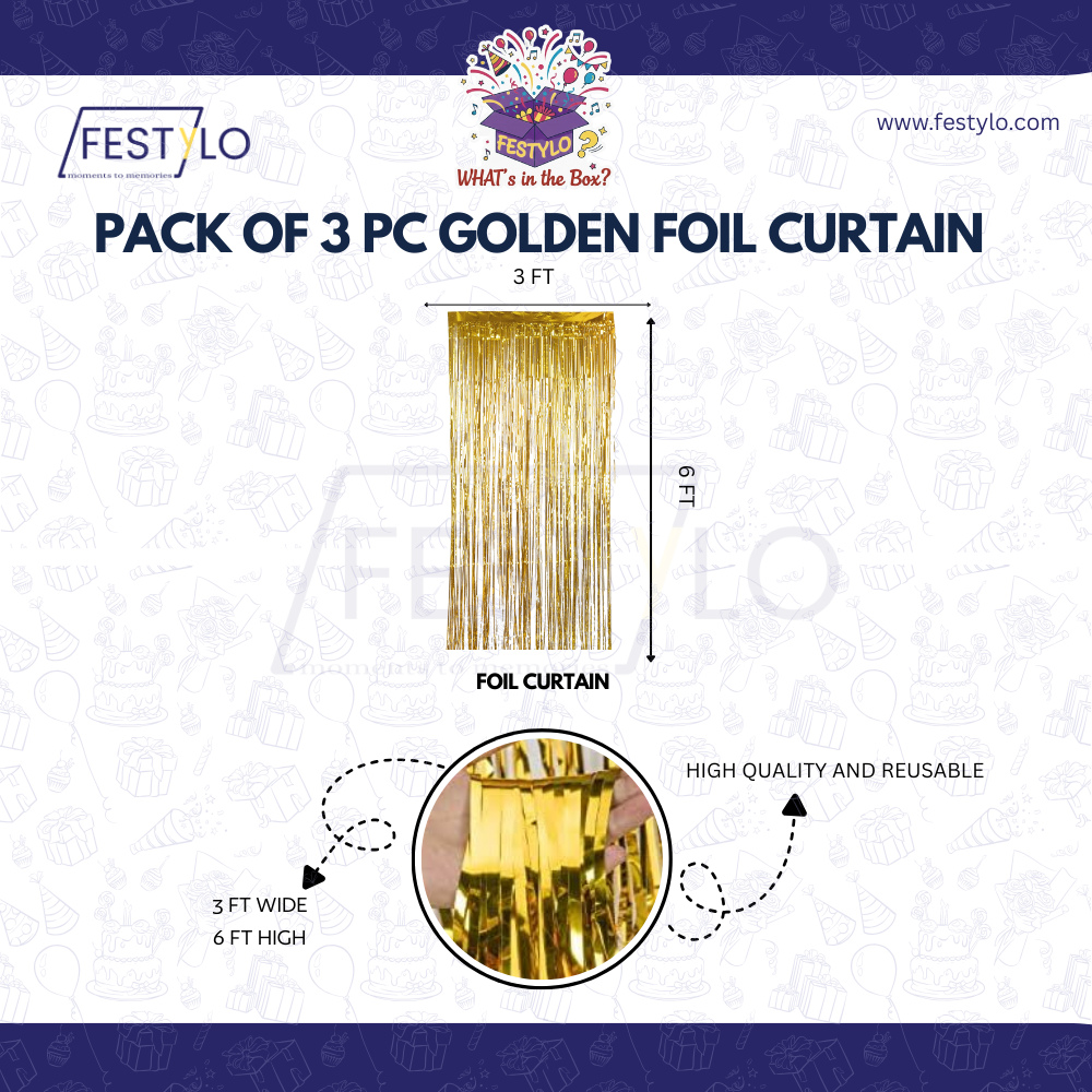 Golden Foil Fringe Curtain Set (3pcs)