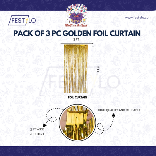Golden Foil Fringe Curtain Set (3pcs)