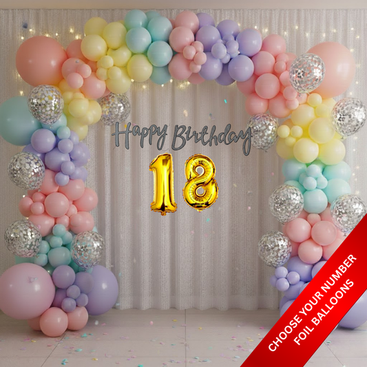 Pastel Theme Birthday Combo Kit with Black & Grey banner
