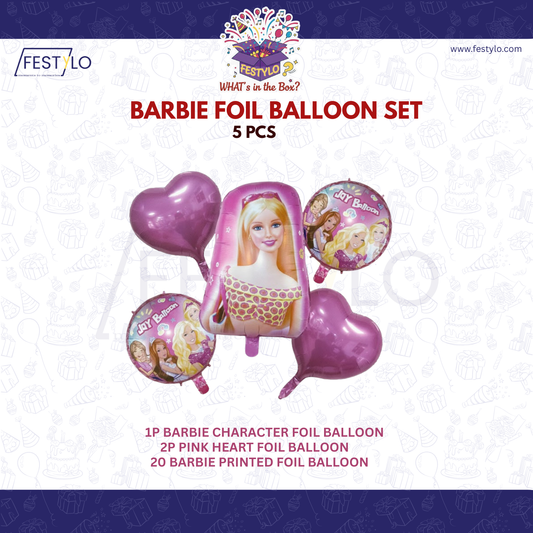 Barbie Theme Birthday 5 pcs Foil Balloons
