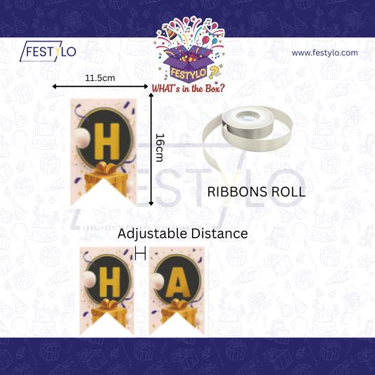 Golden Gift Theme Birthday Banner
