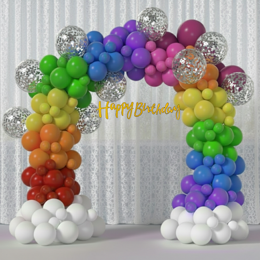 Rainbow Theme Party Decoration Combo Kit (114 Pcs)